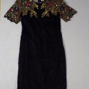 VTG Stenay Sequin Beaded Dress Eveningwear 80s 90s 100% Silk